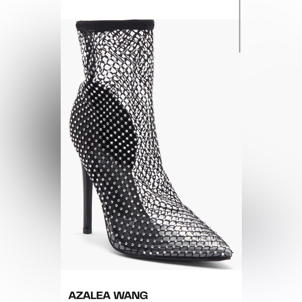 Rhinestone Mesh Ankle Booties with Stiletto Heel